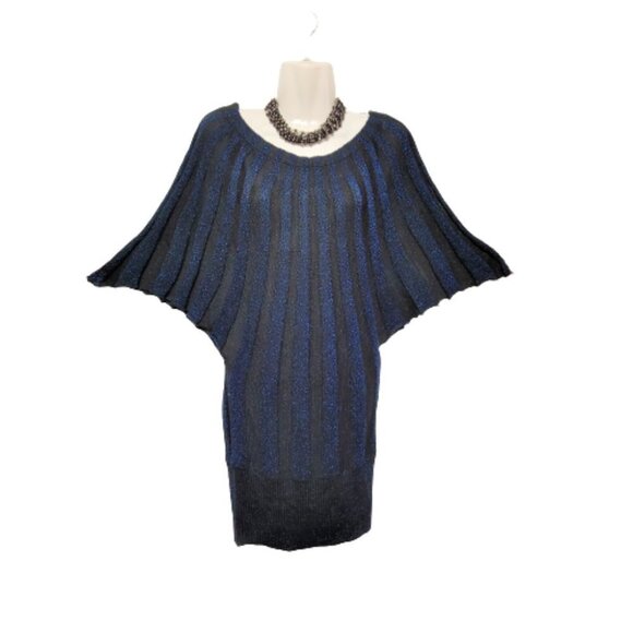 BLUE Glitter Stretchy Tunic Knit Dress or Glitter Top One Size - Picture 2 of 12